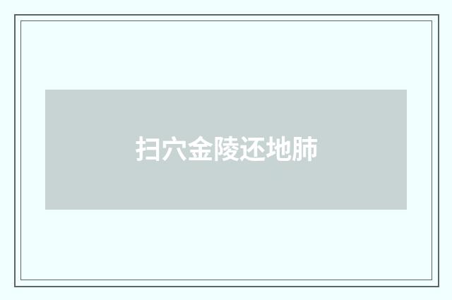 扫穴金陵还地肺