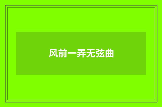 风前一弄无弦曲