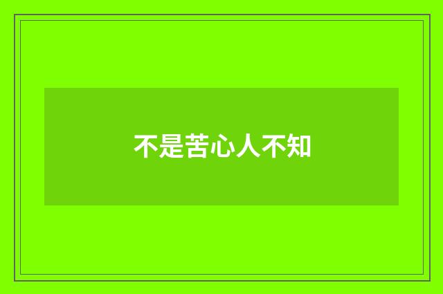 不是苦心人不知