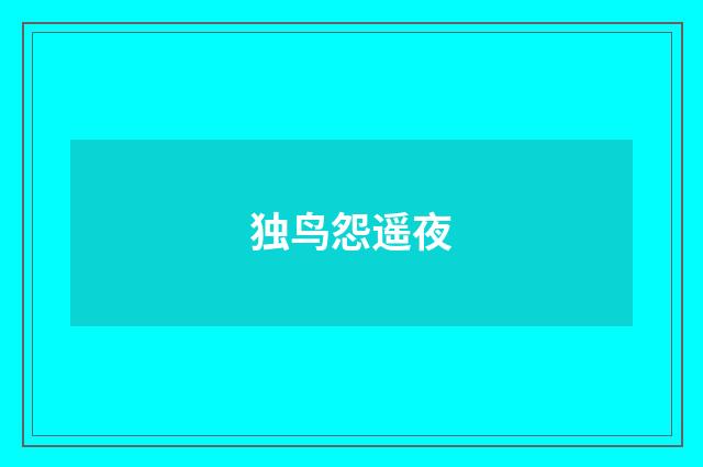 独鸟怨遥夜