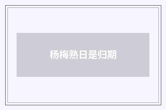 杨梅熟日是归期