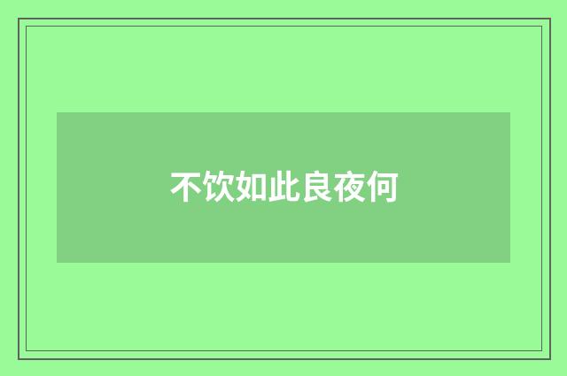 不饮如此良夜何