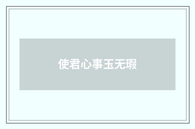 使君心事玉无瑕