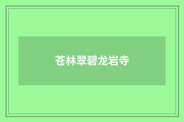 苍林翠碧龙岩寺