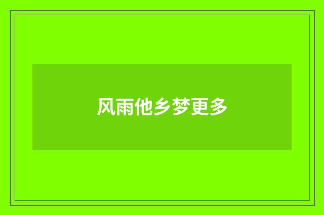 风雨他乡梦更多