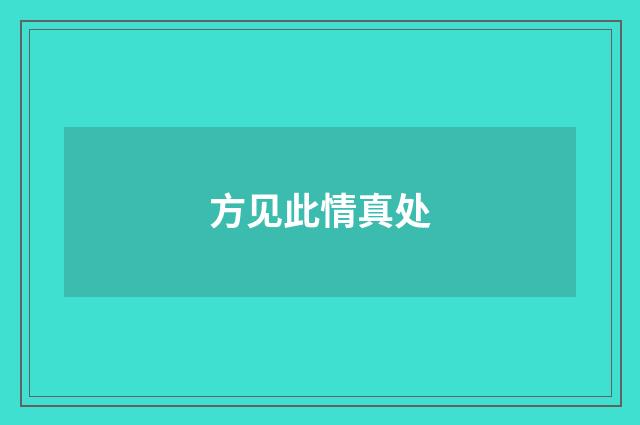 方见此情真处