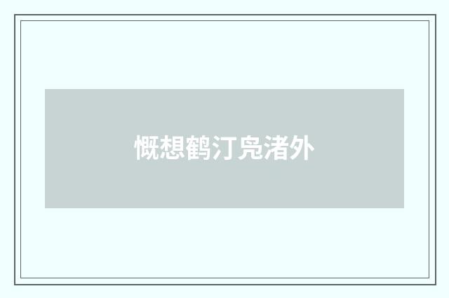 慨想鹤汀凫渚外