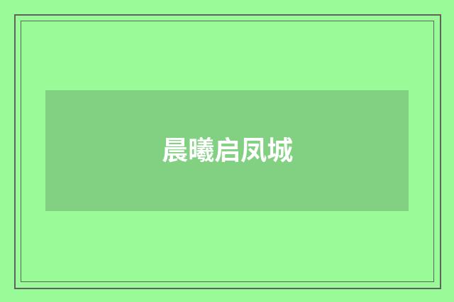 晨曦启凤城