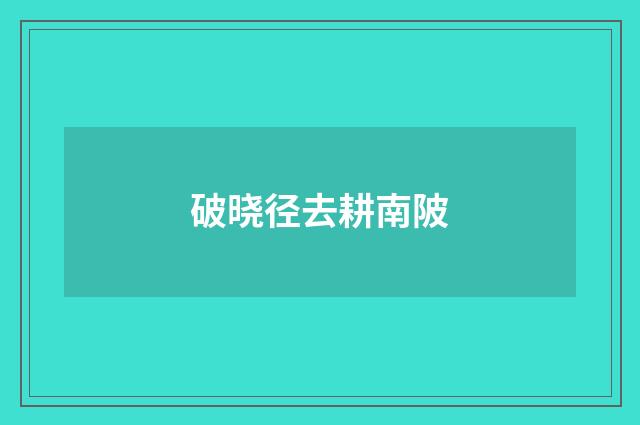 破晓径去耕南陂
