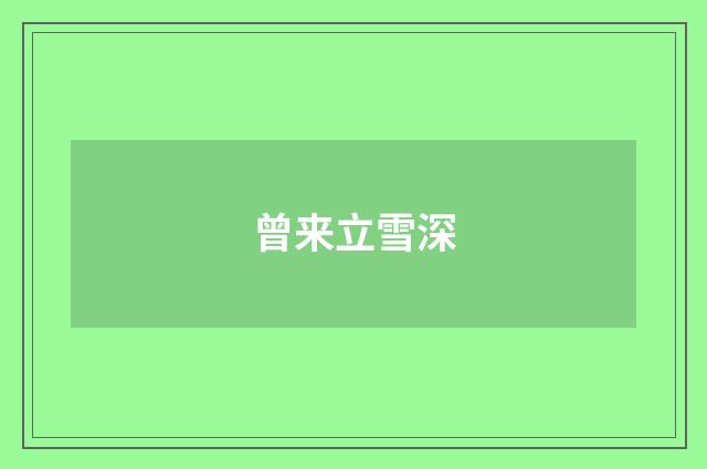 曾来立雪深
