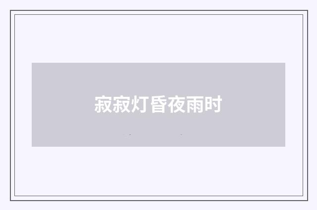 寂寂灯昏夜雨时