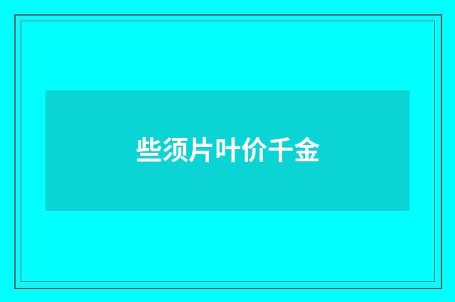 些须片叶价千金