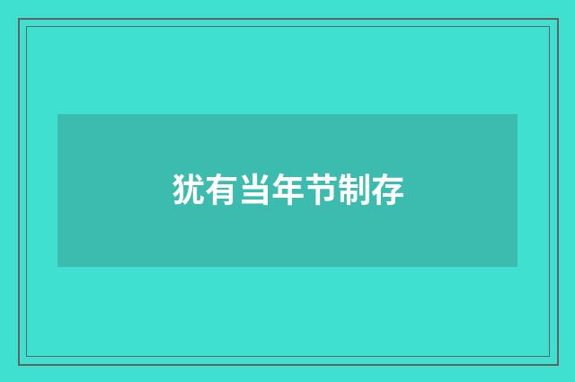 犹有当年节制存