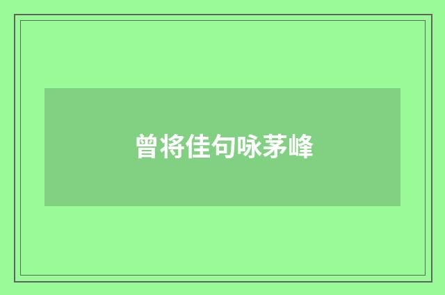 曾将佳句咏茅峰