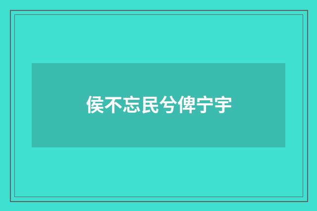 侯不忘民兮俾宁宇