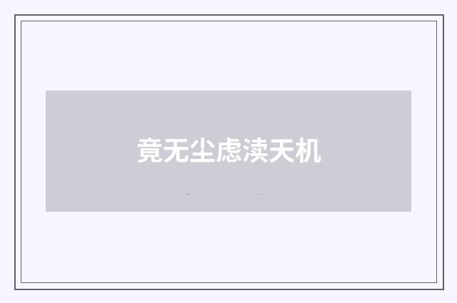 竟无尘虑渎天机