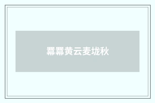 羃羃黄云麦垅秋