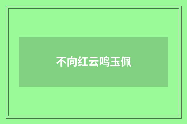 不向红云鸣玉佩
