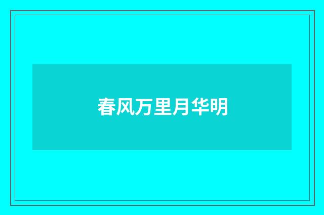 春风万里月华明