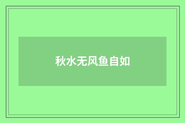 秋水无风鱼自如