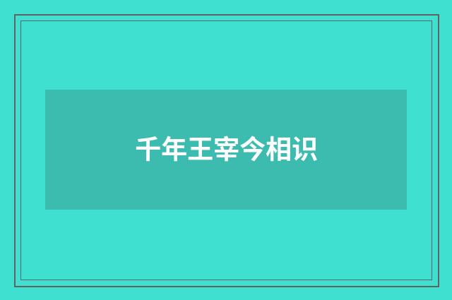 千年王宰今相识