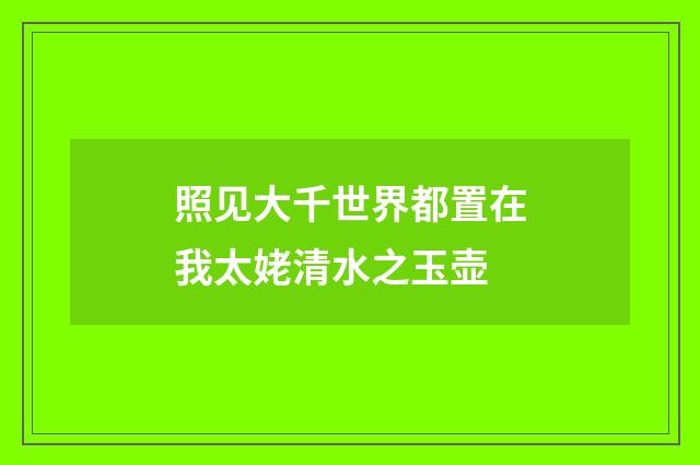 照见大千世界都置在我太姥清水之玉壶