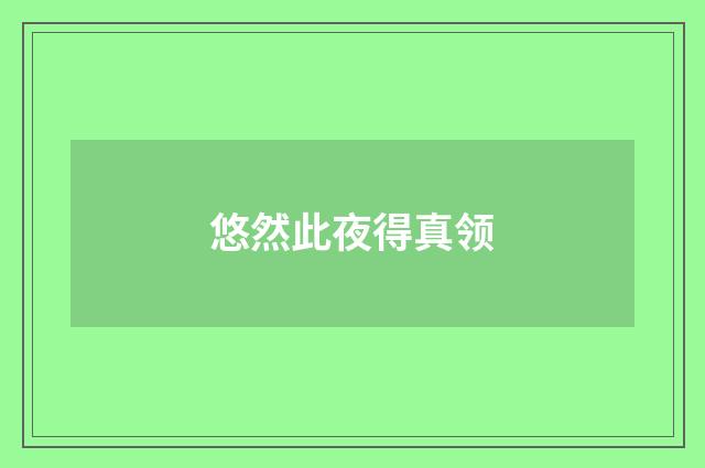 悠然此夜得真领