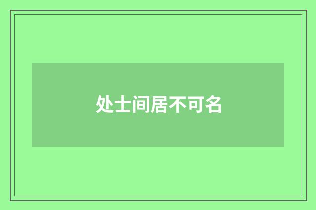 处士间居不可名
