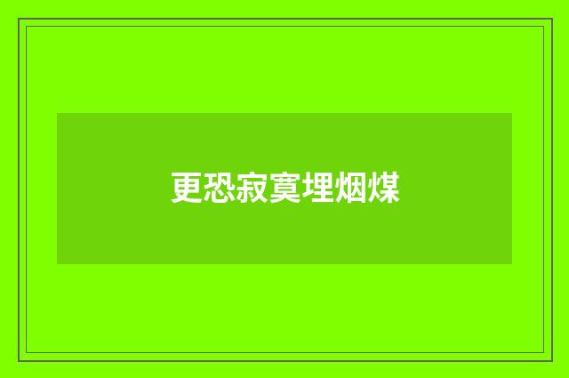 更恐寂寞埋烟煤