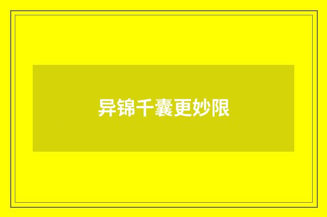 异锦千囊更妙限