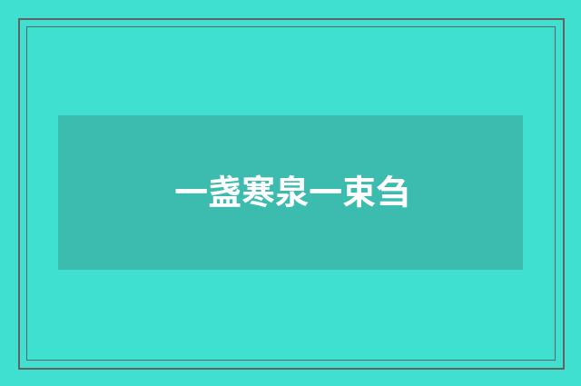 一盏寒泉一束刍