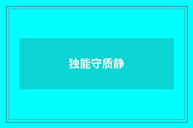 独能守质静