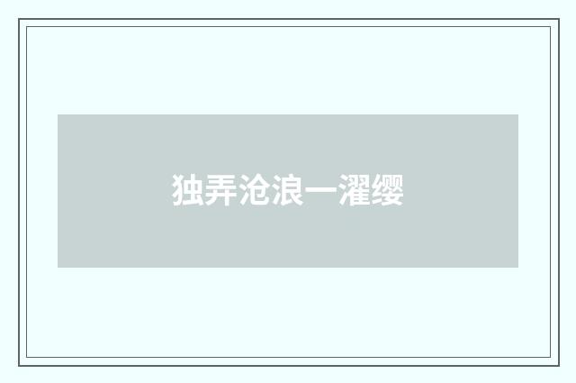 独弄沧浪一濯缨