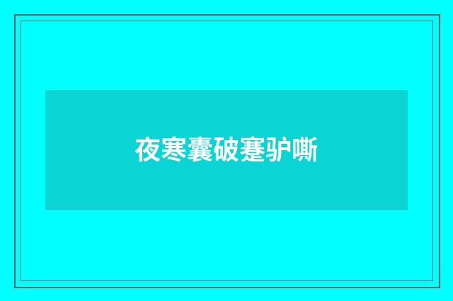 夜寒囊破蹇驴嘶
