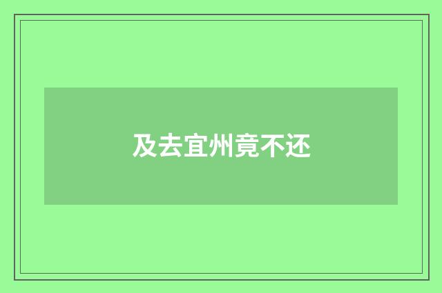 及去宜州竟不还