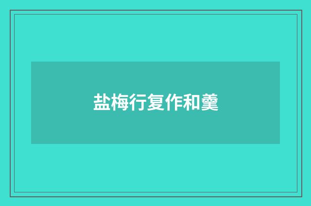 盐梅行复作和羹