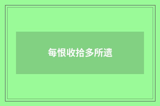 每恨收拾多所遗