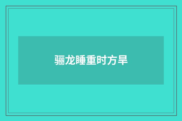 骊龙睡重时方旱