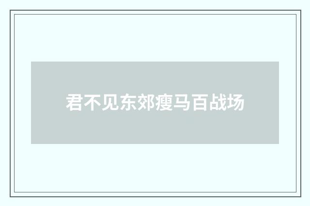 君不见东郊瘦马百战场