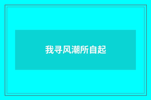 我寻风潮所自起