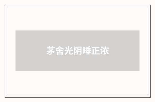 茅舍光阴睡正浓