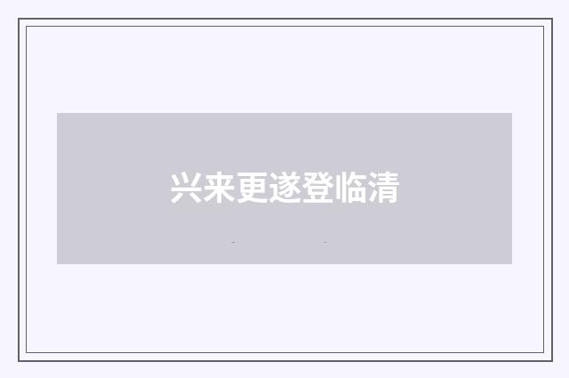 兴来更遂登临清