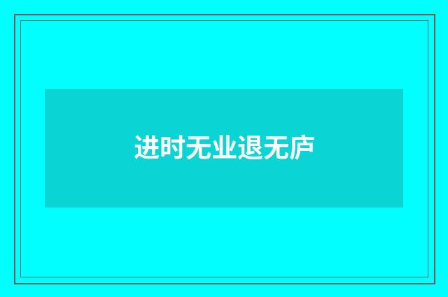 进时无业退无庐