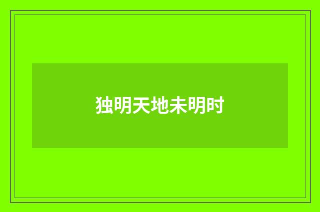 独明天地未明时