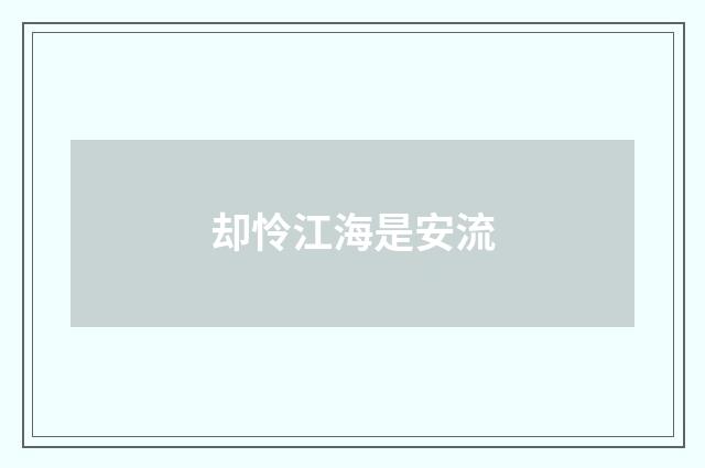 却怜江海是安流