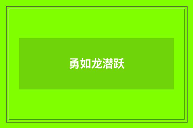 勇如龙潜跃