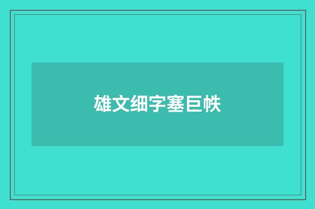 雄文细字塞巨帙