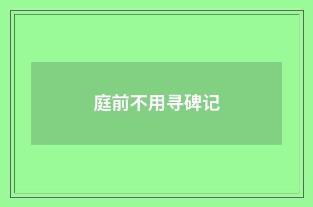 庭前不用寻碑记