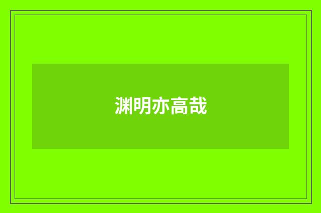 渊明亦高哉