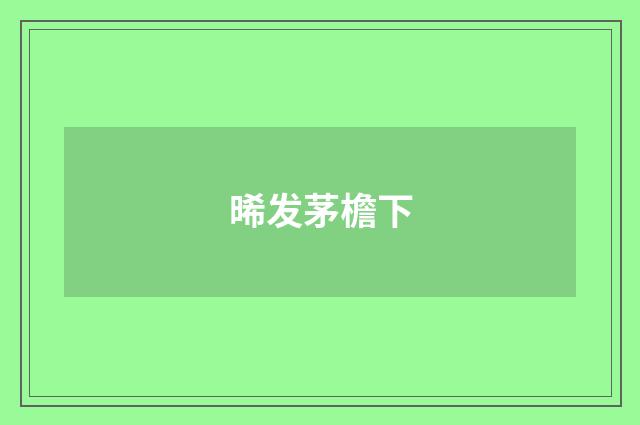 晞发茅檐下